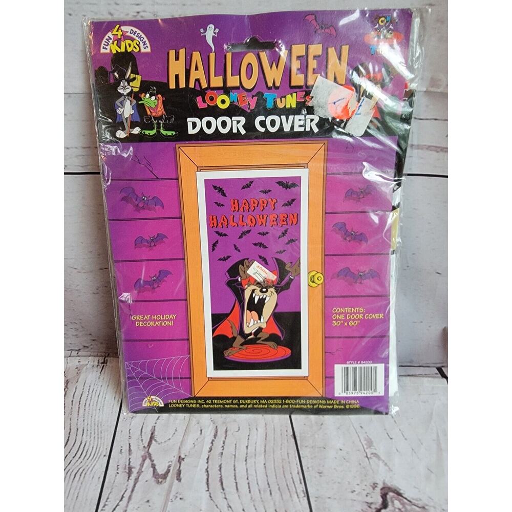 1996 Halloween Taz Looney Tunes Vampire Tasmanian Devil Door Cover 30"x60" NOS